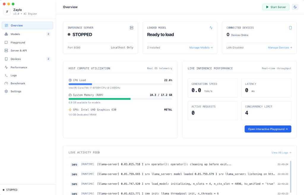 Zaylo v2.0 Desktop Interface
